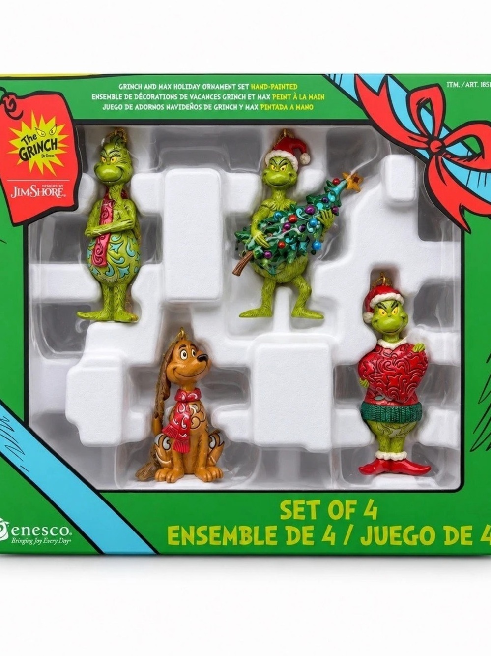 Jim Shore Dr. Seuss The Grinch Set of 4 Holiday Ornaments Set of 4 Holiday